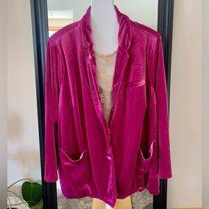 Ava & Viv Plush Velvet Blazer in Hot Pink